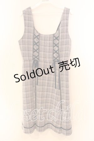 画像: axes femme / チェック柄ジャンパースカート  ネイビー系 O-25-12-20-050-AX-OP-IG-OS