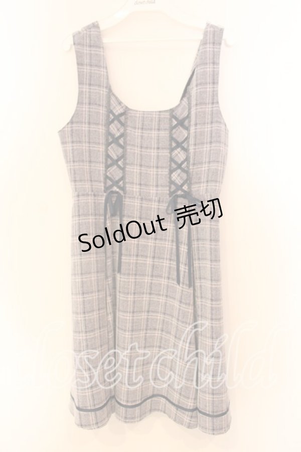 画像1: axes femme / チェック柄ジャンパースカート  ネイビー系 O-25-12-20-050-AX-OP-IG-OS (1)