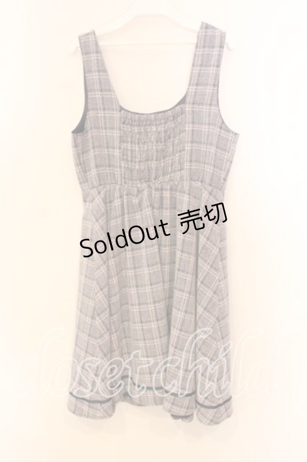 画像2: axes femme / チェック柄ジャンパースカート  ネイビー系 O-25-12-20-050-AX-OP-IG-OS (2)