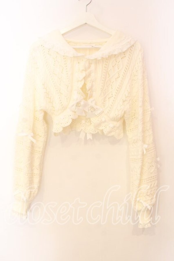 画像1: LIZ LISA / クロップド透かしセーラーカーディガン  シロ O-25-12-20-052-LO-TO-OW-OS (1)