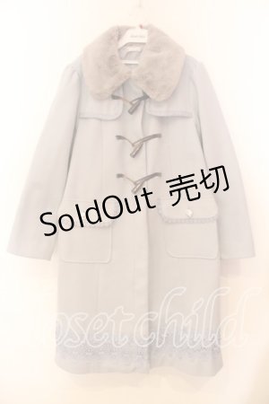 画像: axes femme / レース使いダッフルコート L ブルー O-25-12-20-053-AX-CO-OW-OS