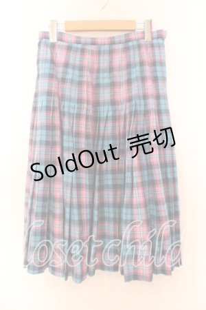 画像: Candy Stripper / チェックプリーツミディスカート Ｍ ピンク×ブルー O-25-12-20-062-PU-SK-IG-OS
