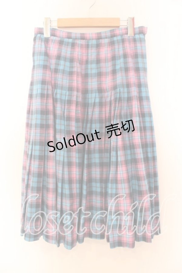 画像1: Candy Stripper / チェックプリーツミディスカート Ｍ ピンク×ブルー O-25-12-20-062-PU-SK-IG-OS (1)