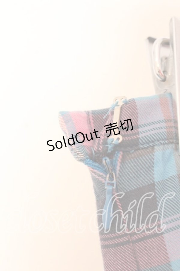 画像2: Candy Stripper / チェックプリーツミディスカート Ｍ ピンク×ブルー O-25-12-20-062-PU-SK-IG-OS (2)