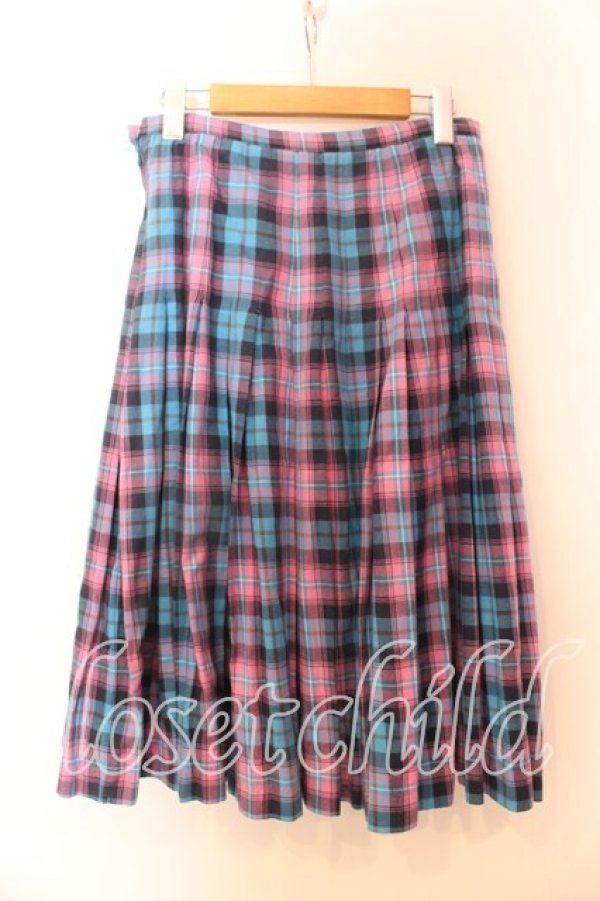 画像3: Candy Stripper / チェックプリーツミディスカート Ｍ ピンク×ブルー O-25-12-20-062-PU-SK-IG-OS (3)