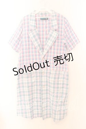 画像: Candy Stripper / マドラスチェックロングジャケット Ｓ ホワイト×サックス×ピンク O-25-12-20-063-PU-OP-IG-OS