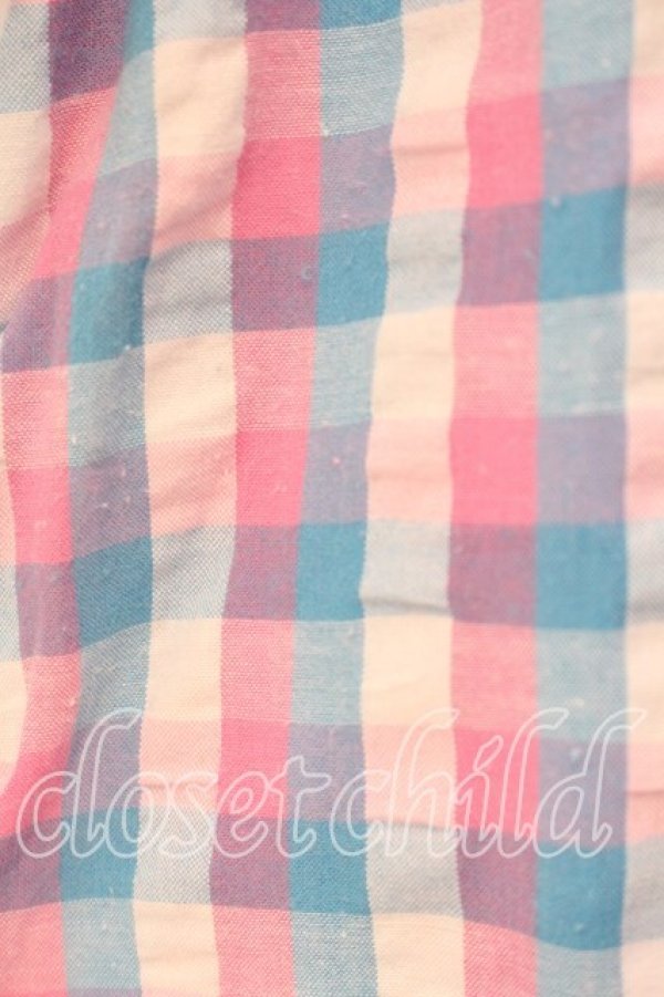 画像2: Candy Stripper / マドラスチェックロングジャケット Ｓ ホワイト×サックス×ピンク O-25-12-20-063-PU-OP-IG-OS (2)