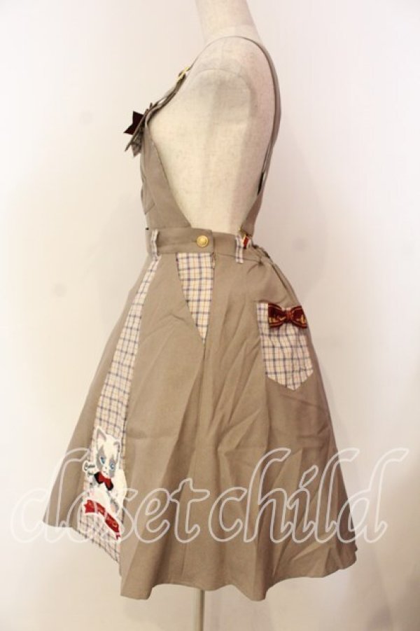 画像4: ALICE and the PIRATES / クリスのもこもこワッペンサロペットスカート  ベージュ O-25-12-20-014-PA-OP-OW-OS (4)