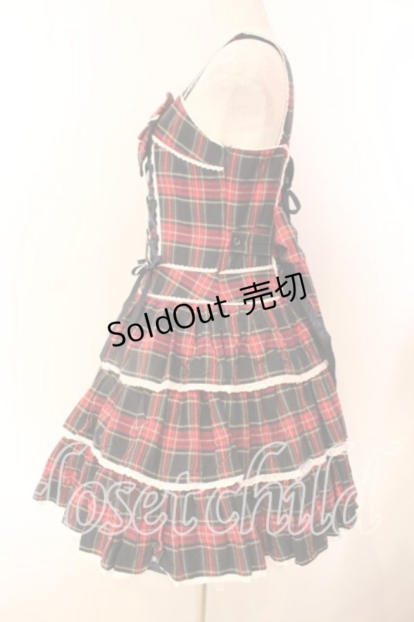 画像4: Angelic Pretty / Fancyタータンチェックジャンパースカート  ネイビー×アカ O-25-12-20-015-AP-OP-OW-OS (4)