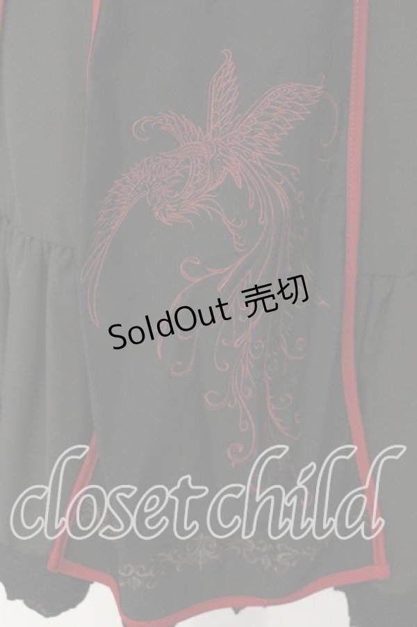 画像3: Ozz oneste / 朱雀刺繍 和チャイナジャンパースカート  ブラック×レッド O-25-12-20-020-OO-OP-OW-OS (3)