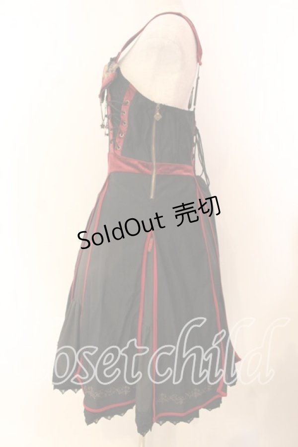 画像4: Ozz oneste / 朱雀刺繍 和チャイナジャンパースカート  ブラック×レッド O-25-12-20-020-OO-OP-OW-OS (4)