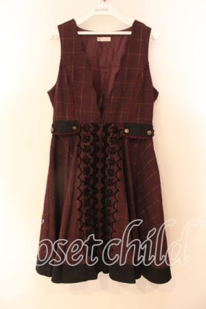 画像: axes femme / グレンチェックジャンドレ M ワイン O-25-12-22-039-AX-OP-OW-OS