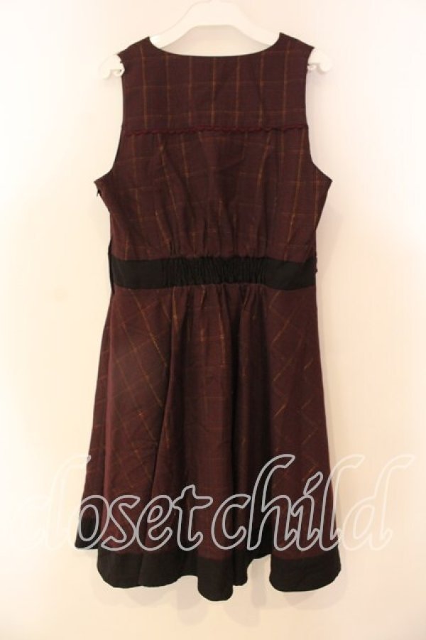 画像2: axes femme / グレンチェックジャンドレ M ワイン O-25-12-22-039-AX-OP-OW-OS (2)