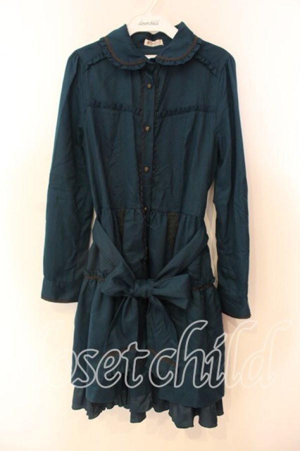 画像1: axes femme / ビスチェ切り替えシャツワンピース M グリーン O-25-12-22-041-AX-OP-OW-OS (1)