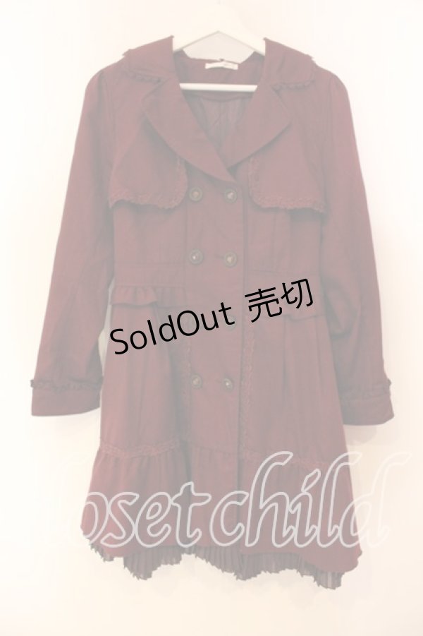 画像1: axes femme / ファー襟トレンチコート L ワイン O-25-12-22-044-AX-CO-OW-ZT-C044 (1)