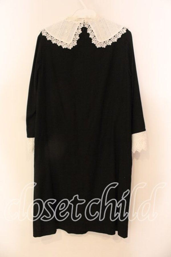 画像4: Jane Marple / Voile and lace york trapeze dress　ワンピース M クロ×シロ O-25-12-22-046-JM-OP-OW-OS (4)