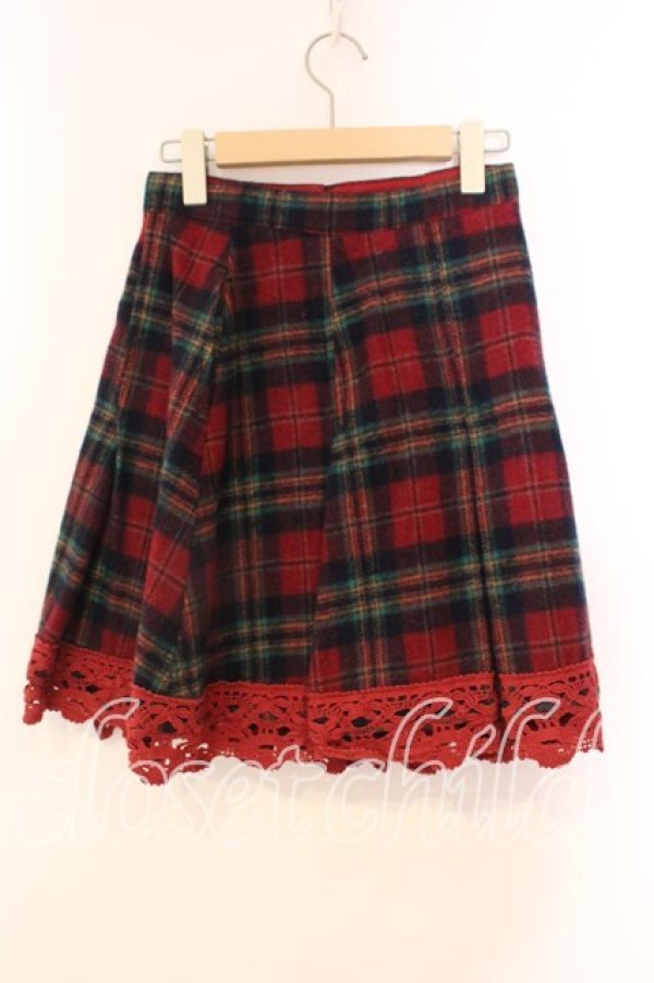 画像3: MILK / 裾レースラップウールスカート  アカ O-25-12-22-048-ML-SK-OW-OS (3)