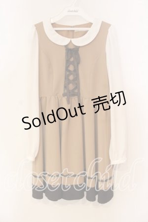 画像: Ank Rouge / レースアップ丸襟ワンピース M ブラウン O-25-12-22-050-CA-OP-OW-OS