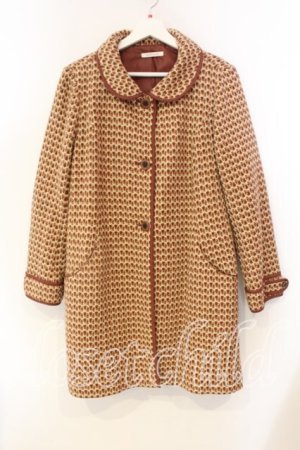 画像: axes femme / ファー付きツイードチェックコート【ファー欠品】  ブラウン×アイボリー O-25-12-22-058-AX-CO-IG-ZT-C044