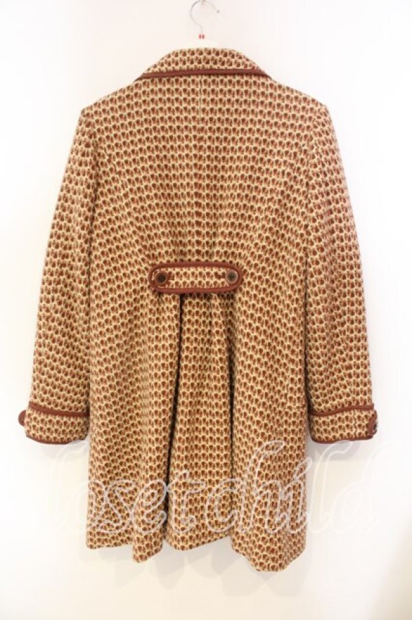画像2: axes femme / ファー付きツイードチェックコート【ファー欠品】  ブラウン×アイボリー O-25-12-22-058-AX-CO-IG-OS (2)