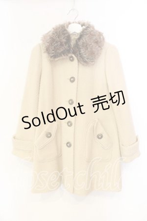 画像: axes femme / ファーカラーコート Ｌ アイボリー×ブラウン O-25-12-22-061-AX-CO-IG-OS