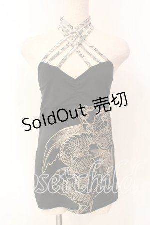 画像: Qutie Frash / ドラゴンサテンクロスキャミ  ブラック×シルバー O-25-12-22-070-QU-TO-IG-OS