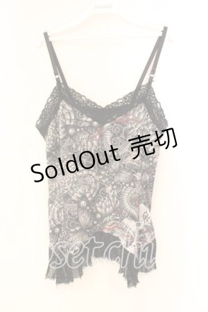 画像: Qutie Frash / 気楡茶閃洸 和柄キャミ  ブラック O-25-12-22-073-QU-TO-IG-OS