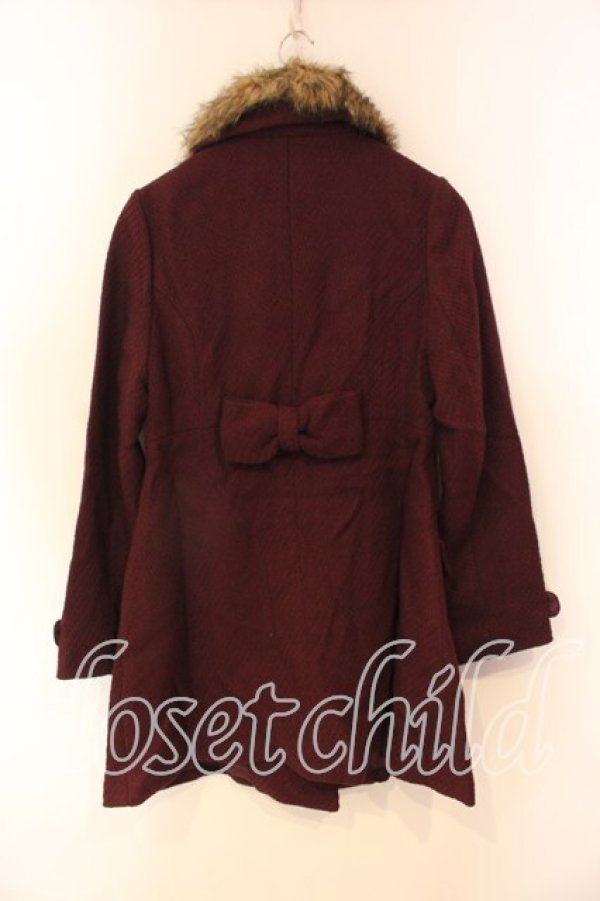 画像2: axes femme / ファー襟コート M ワイン O-25-12-22-1006-AX-CO-IG-OS (2)