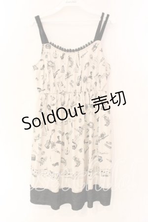 画像: axes femme / 楽器柄キャミワンピース M ベージュ O-25-12-22-1013-AX-OP-IG-ZT525