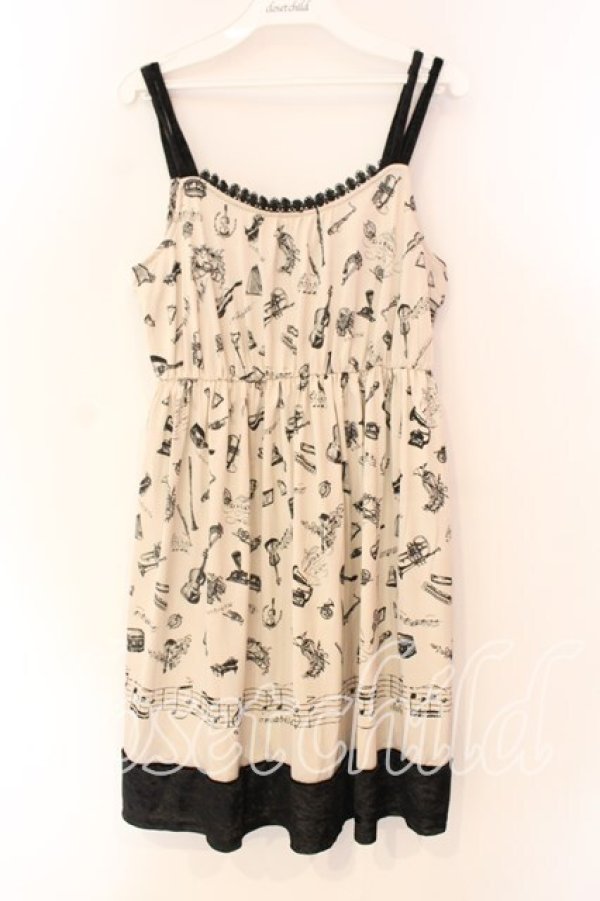 画像1: axes femme / 楽器柄キャミワンピース M ベージュ O-25-12-22-1013-AX-OP-IG-OS (1)
