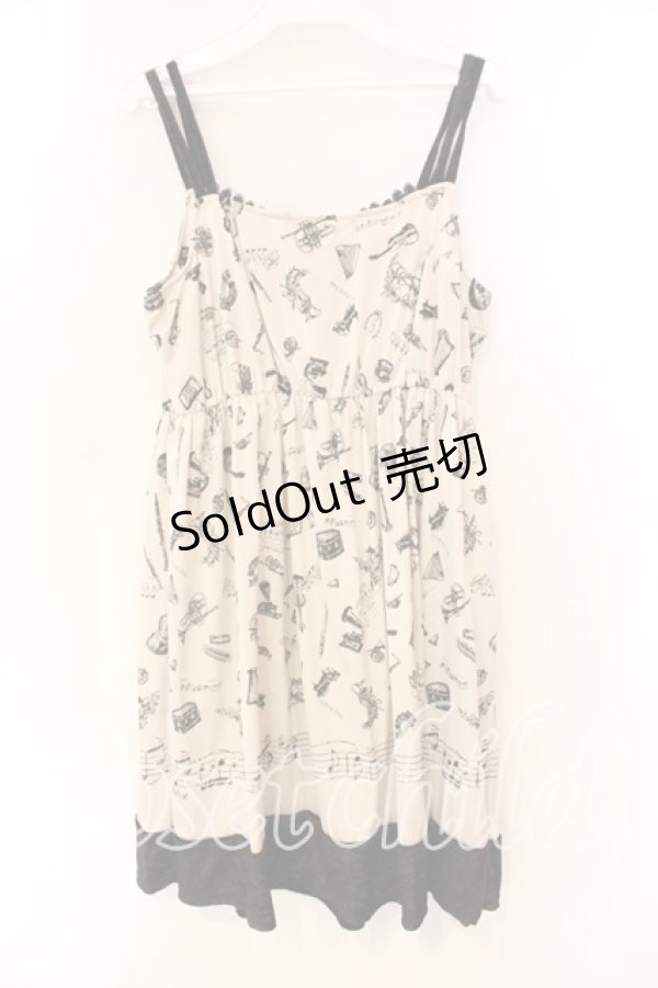 画像2: axes femme / 楽器柄キャミワンピース M ベージュ O-25-12-22-1013-AX-OP-IG-ZT525 (2)