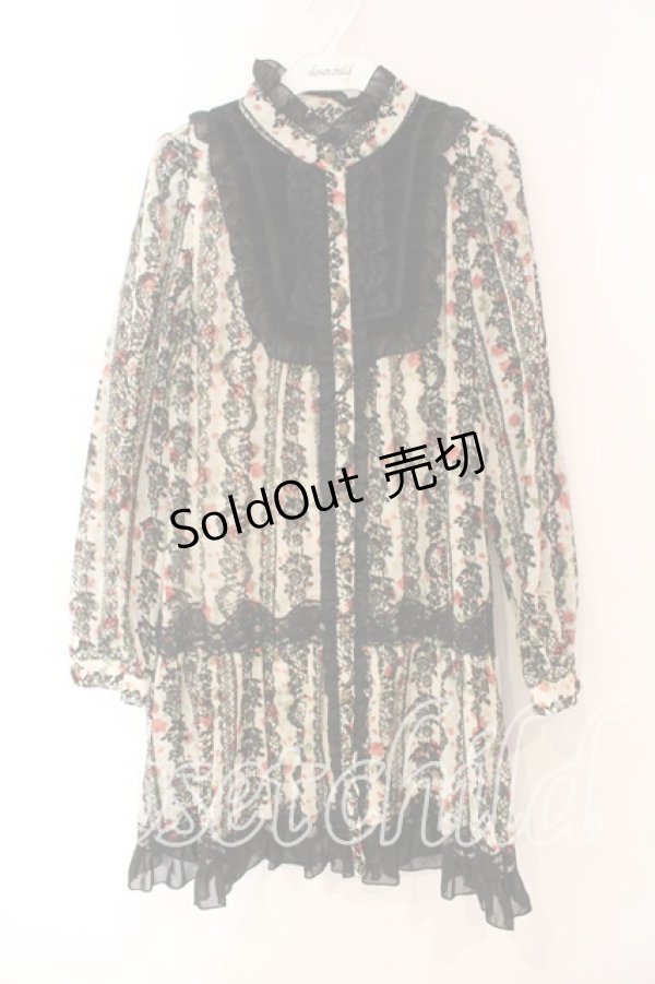 画像1: axes femme / 花柄フロッキーシフォンワンピース  オフ×クロ O-25-12-22-1016-AX-OP-IG-ZT525 (1)