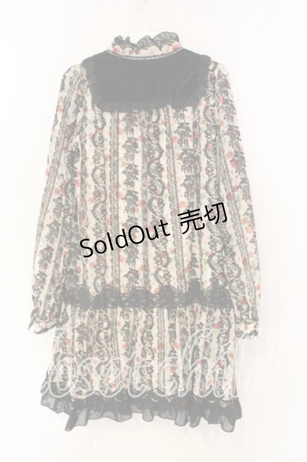 画像2: axes femme / 花柄フロッキーシフォンワンピース  オフ×クロ O-25-12-22-1016-AX-OP-IG-ZT525 (2)