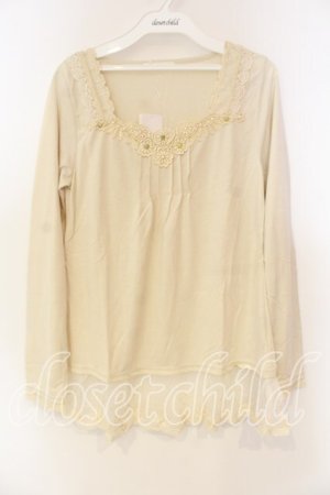 画像: axes femme / 胸元ビジューロングインナープルオーバー M 生成り O-25-12-22-1019-AX-TO-IG-OS