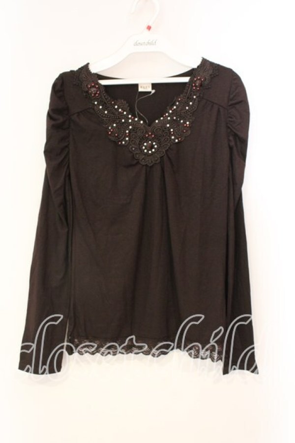 画像1: axes femme / ギャザーショルダーカットソー M ブラウン O-25-12-22-1020-AX-TO-IG-OS (1)