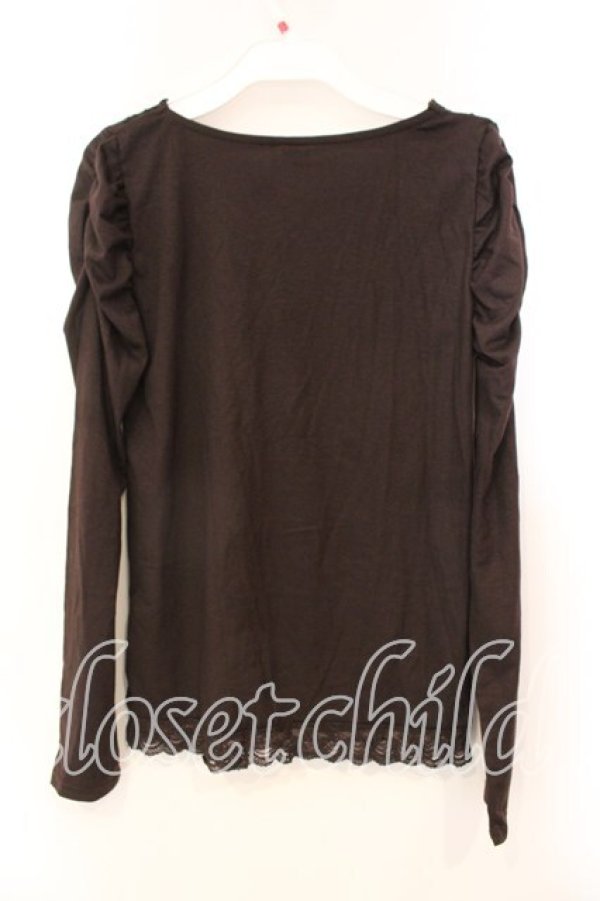 画像2: axes femme / ギャザーショルダーカットソー M ブラウン O-25-12-22-1020-AX-TO-IG-OS (2)