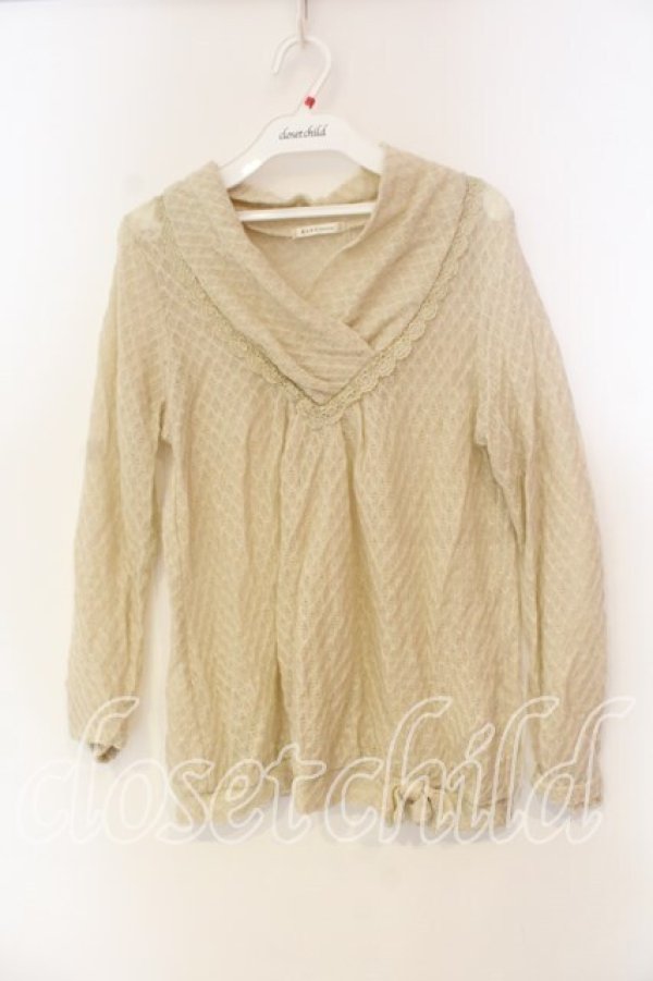 画像1: axes femme / レース配色透かし編みニット M アイボリー O-25-12-22-1022-AX-TO-IG-OS (1)