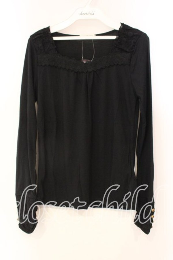 画像1: axes femme / レース配色カットソー M クロ O-25-12-22-1025-AX-TO-IG-OS (1)