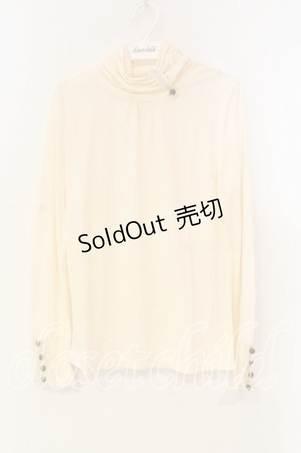 画像1: axes femme / レースボタン使いプチネックカットソー M アイボリー O-25-12-22-1026-0-TO-IG-ZT525 (1)