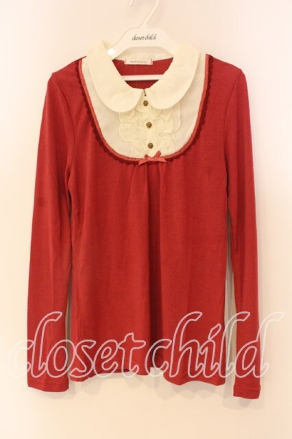 画像1: axes femme / 重ね着風カットソー M アカ×オフ O-25-12-22-1031-AX-TO-IG-OS (1)