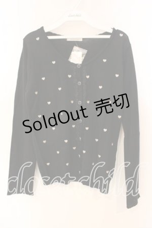 画像: axes femme / ハート刺繍カーデ M クロ O-25-12-22-1036-AX-TO-IG-OS