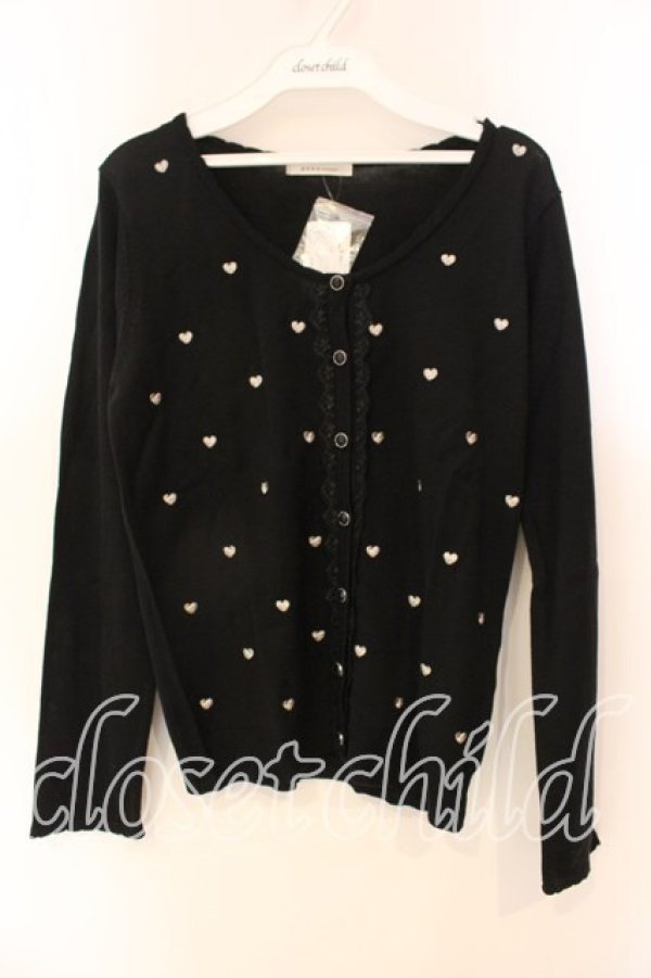 画像1: axes femme / ハート刺繍カーデ M クロ O-25-12-22-1036-AX-TO-IG-OS (1)