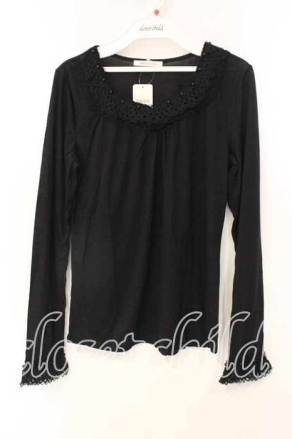 画像1: axes femme / カギ針使いインナープルオーバー M クロ O-25-12-22-1038-AX-TO-IG-OS (1)