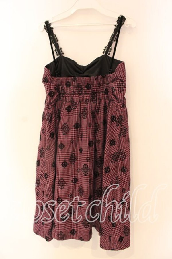 画像2: axes femme / 千鳥格子フロッキーワンピース  ピンク×クロ O-25-12-22-1044-AX-OP-IG-OS (2)