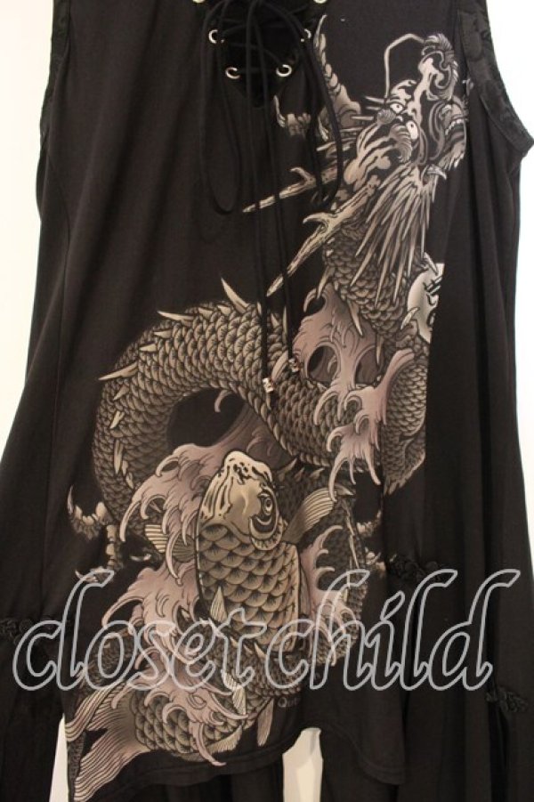 画像2: Qutie Frash / 気楡茶閃洸 Aラインチュニック  ブラック O-25-12-22-081-QU-OP-IG-OS (2)