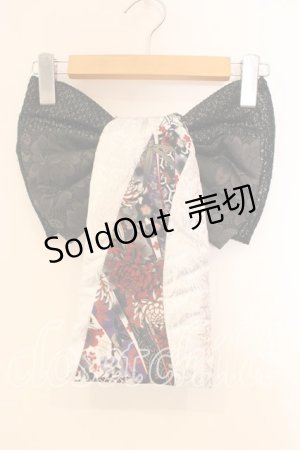 画像: Qutie Frash / 飾り帯  ブラック×オフホワイト O-25-12-22-082-QU-ZA-IG-OS