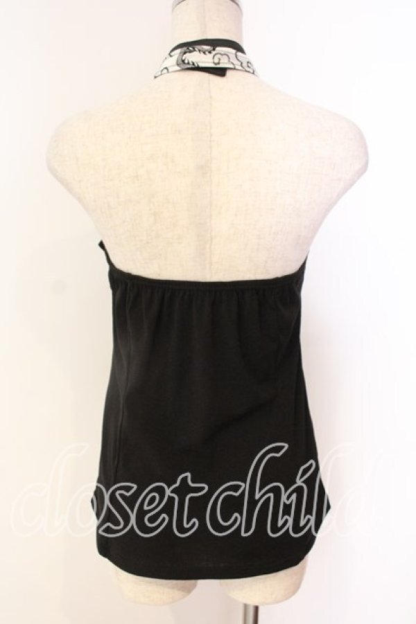 画像3: Qutie Frash / ホルターキャミ  ホワイトドラゴンサテン×ブラック O-25-12-22-006-QU-TO-IG-OS (3)