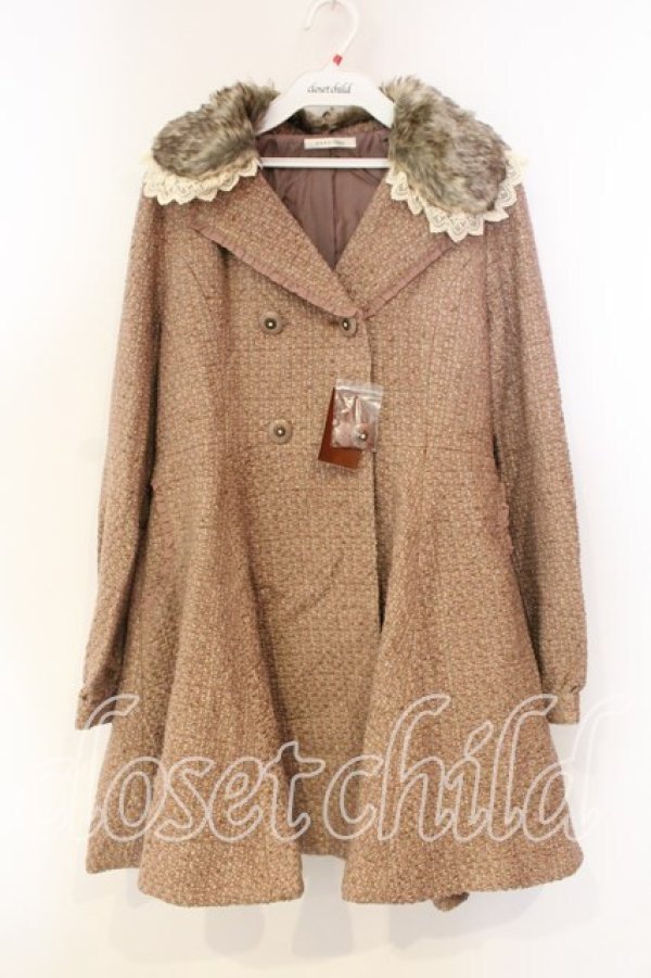 画像1: axes femme / キラキラツイードコート M ピンクベージュ O-25-12-22-087-AX-CO-IG-OS (1)