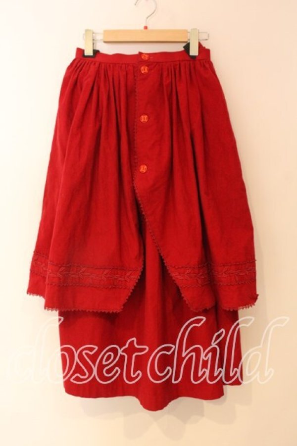 画像1: STREET ORGAN / オーバースカート付き起毛スカート M アカ O-25-12-22-089-EL-SK-OW-OS (1)