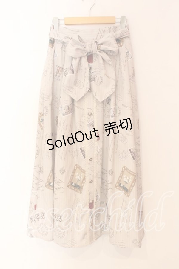 画像1: axes femme / ボン・ヴォヤージュ柄スカート  ベージュ O-25-12-22-019-AX-SK-IG-ZT393 (1)